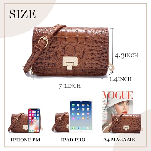 Image of Makcr Joacbv Small Crocodile Crossbody Cell Phone Purse for women Vegan Leather Clutch Wallet with Leather Shoulder Strap | Small
