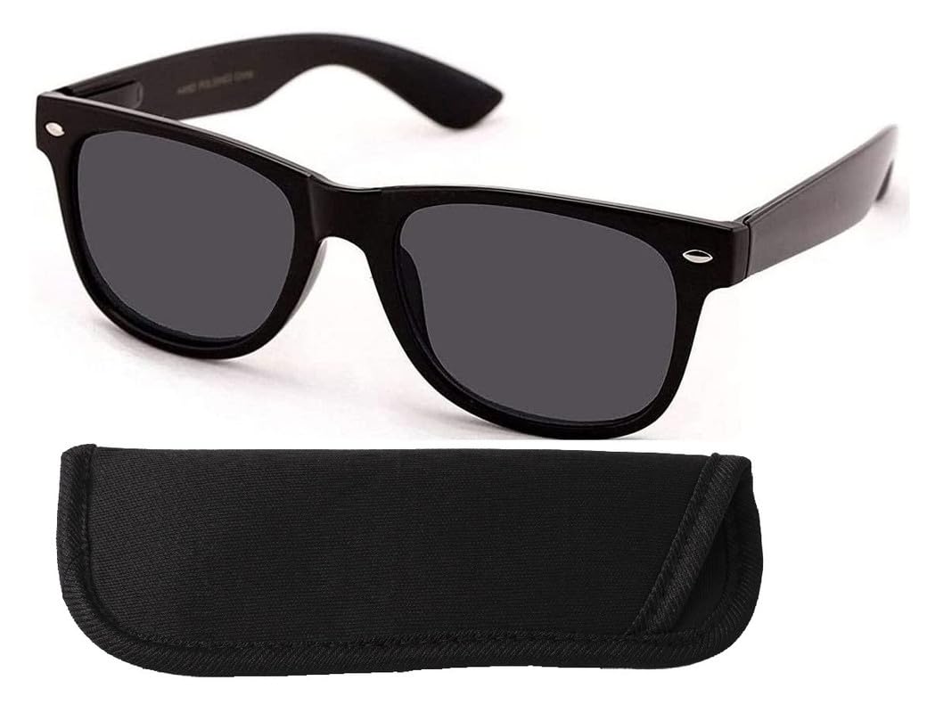 I-Sential Unisex Black Reading Sunglasses Tinted Sun Readers Glasses Flex Temples Uv400 Lens Mens Womens Retro Classic & Case 1.75