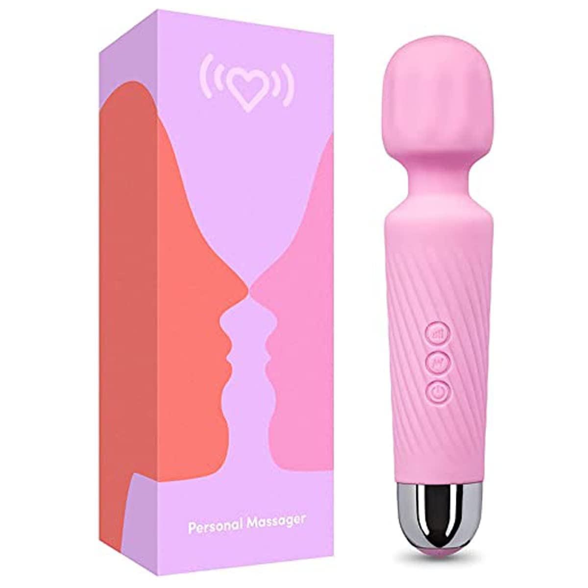 Avenn Powerful Cordless Handheld Electric Rechargeable Personal Body Wand Massager Machine for Shoulder Pain Relief with Quite 8 Speeds, 20 Modes & Water Resistant Vibrator Machine (Purple)