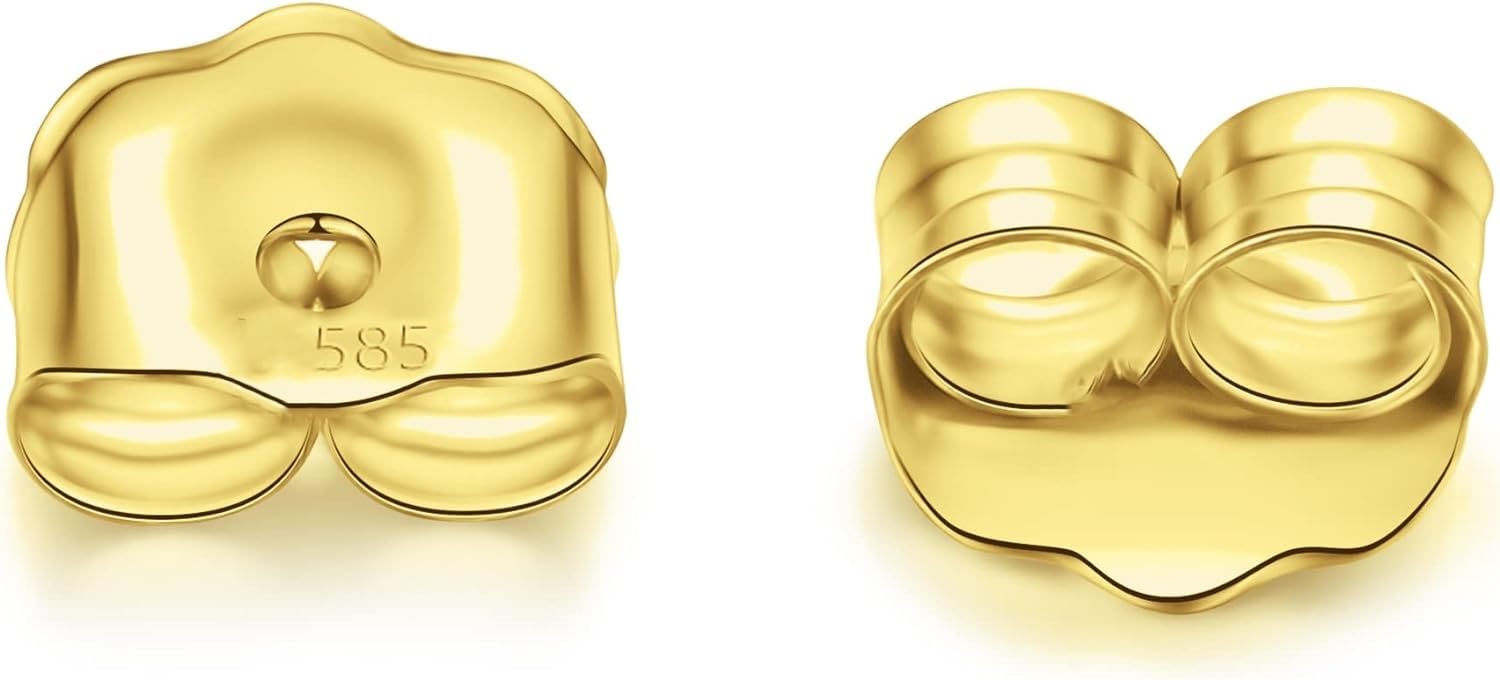 Ohrstecker Verschluss 14 Karat 585 Gelbgold Ohrmutter für Ohrringe Gegenstecker Ohrstopper Pousetten Butterfly Ohrringheber Schmetterling 4,70 mm - Loch 0,8 mm