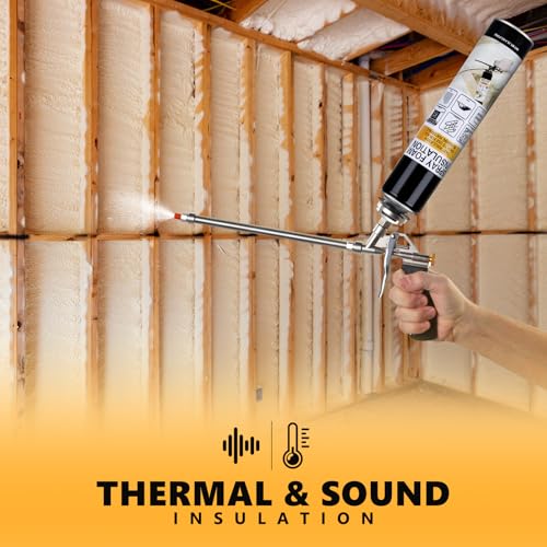 Spray Foam Insulation - Closed Cell Insulation Spray Foam 25.4 oz. Wall & Attic Acoustic Expanding Sealant, Covers Up to 240 Board Feet, Gun & Cleaner Included, 12 Pack