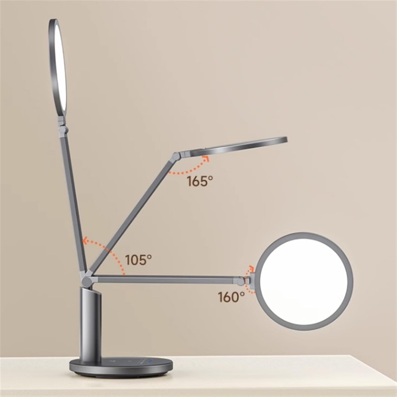 Lampa stołowa Lampa biurkowa LED do domowego biura, inteligentne przyciemniane lampy stołowe 18 W, ochrona oczu, 3 tryby temperatury barwowej, timer 45 minut, światło nocne, szary