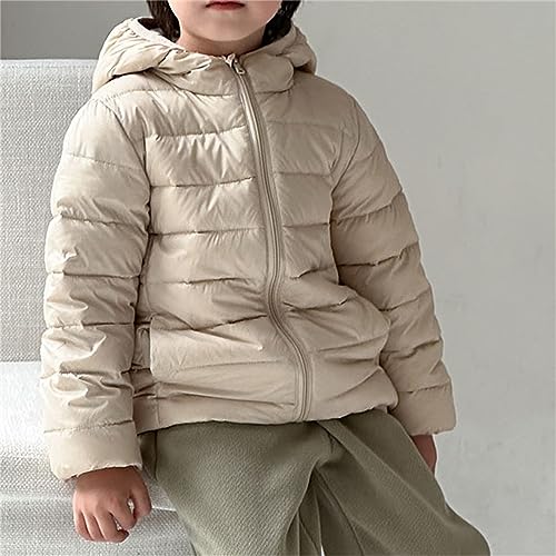 Toddler Boys Girls 𝗛ooded Puffer Long Sleeve Zipper Lightweight Puffy Coat Winter Warm Solid Jacket with Pocket2