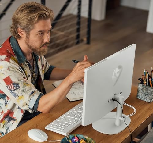 Image of HP 21.5 inch FHD All-in-One 2026 Upgraded Desktop Computer, Intel 4-Core CPU, 16GB RAM, 128GB Storage, Built-in Webcam /Mic /Wi-Fi /Bluetooth, USB-A /C /HDMI, RJ-45, Keyboard&Mouse, Windows 11 Home, LE Bundle