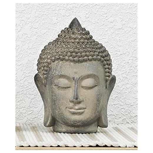 Decoración de la sala de estar - Estatuas de Buda de Resina Estatua de Buda Chino Jardín Gran Cabeza de Buda Estatua de Piedra Arenisca Decoración Decoración de Buda Adorno Escultura (Color : A)