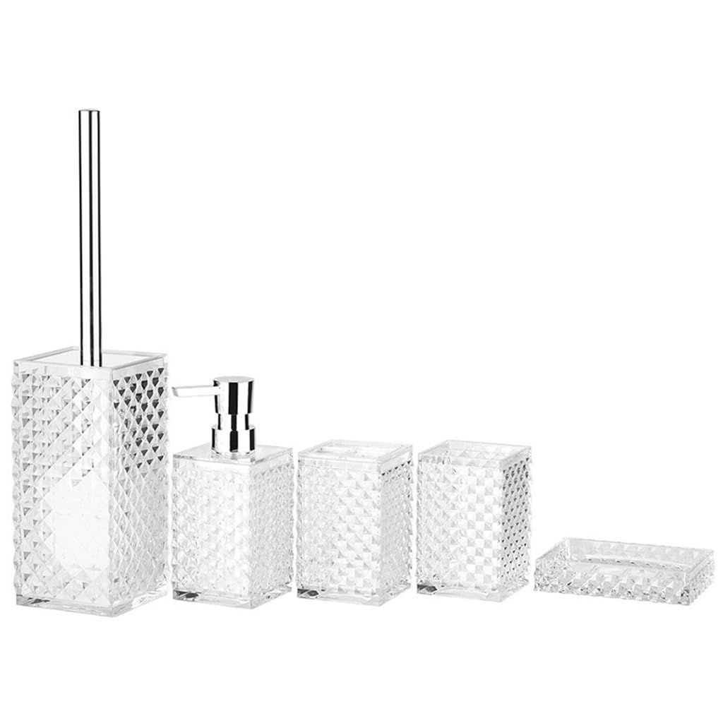 Ensemble de produits toilette salle bain aux finitions soignées avec kit bouteilles et porte-brosses