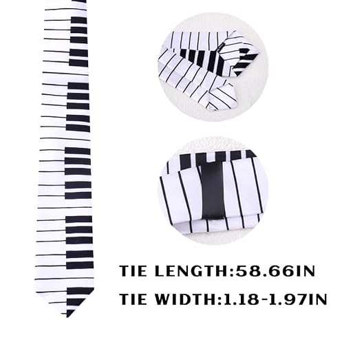 Mens Piano Tie Necktie for Boy Men Piano Recital Gifts for Boys Kids Son Piano Birthday Gifts for Music Lovers Grandson Piano Keyboard Neck Tie for Dad Husband Piano Lover Christmas Gift for Men Him - Thumbnail 2