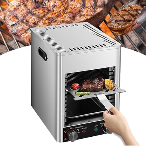 UKDUANWEI Parrilla eléctrica para bistec de 1700 W, Horno de mostrador portátil de 10 Capas con Temporizador de 10 Minutos, Parrilla Interior de Acero Inoxidable para Carne, mariscos y Verduras