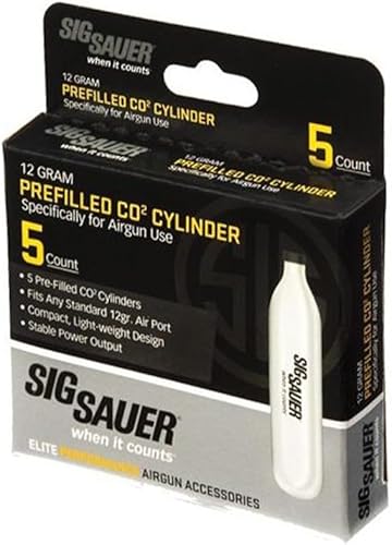 Sig Sauer Cilindros de CO2 precargados de 12 gramos para armas de aire | Cartuchos de CO2 de reemplazo compactos y ligeros con salida de potencia
