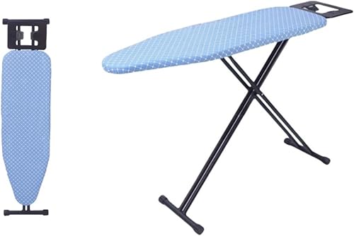 Tabla de planchar plegable con cubierta resistente al calor, soporte para plancha de vapor y patas antideslizantes, marco de metal resistente (43 x