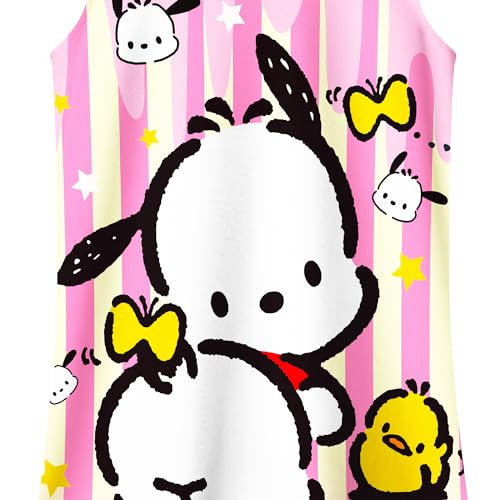 Sweet Girls Dress Flutter Sleeve Nighgown Cartoon Puppy Summer Outfit Size for 3-12 Kids (Pink)2