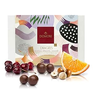 Domori Degustation draken: piemont-noten, IGP, sinaasappelschaal en amarene met fondantchocolade, 300 g