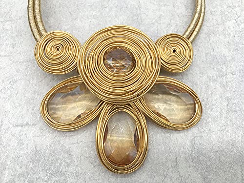 Chunky African Statement Necklace For Women Tribal Fashion Costume Jewelry Earring Sets Unique Colorful Big Rhinestone Crystal Pendent Collar Choker Bib Handmade4