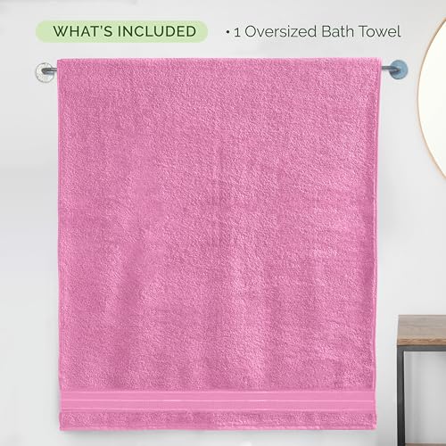 Image of Elegant Comfort Three Line Popcorn Extra Large Luxury Bath Towel - 40 inch x 80 inch inch, Premium Hotel Spa Quality 1 Piece Oversized Bath Sheet 100% Turkish Cotton Super Soft Highly Absorbent, Light Pink