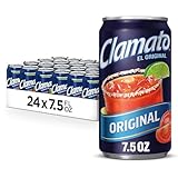 Clamato Original Tomato Cocktail, 7.5 fl oz Cans (Pack of 24) Flavored With Tomato Juice & Spices, Perfect Mixer for the Authentic Michelada, Bloody Mary Drinks, and Seafood Cocktail