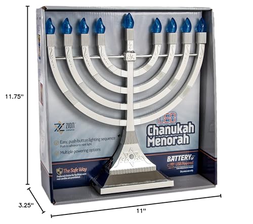 image for Zion Judaica Ltd Zion Judaica Electric Hanukkah Menorah LED USB Powere