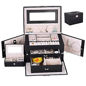 Kendal Jewelry Box with lock for Women – Ring Holder Lockable Jewellery Storage Boxes Organizer for Teen Girl Valet…