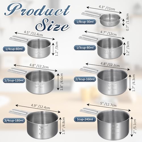 Set de 13 tazas y cucharas medidoras de acero inoxidable miniatura 2