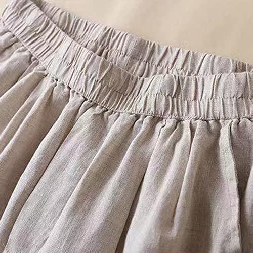 Dasayo Clearance Deals Cotton Linen Shorts For Women Casual Summer Loose Fit Elastic Waist Shorts Lounge Trendy Shorts Womens Linen Shorts Work Shorts Beige M #TOP5