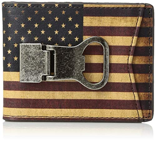 Nocona Belt Co. Unisex-Adult's Nocona Vintage Flag Bottle Clip Wallet, Multi/Color