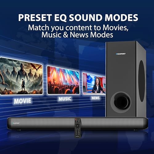 Image of Blaupunkt SBW Chicago 50 2.1 CH Soundbar with Wired Subwoofeer I 160W RMS I HDMI-ARC I Bluetooth I AUX I USB I Remote Control with Equalizer
