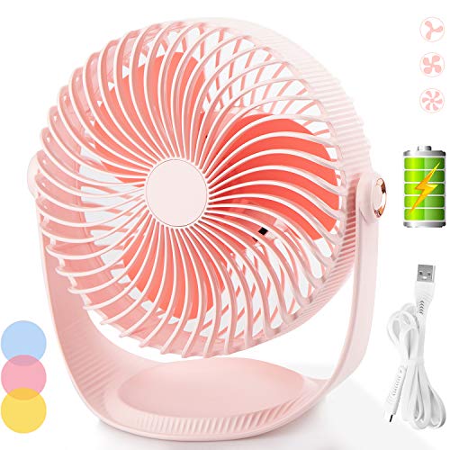Tischventilator Klein Leise USB-Ventilatoren Schreibtisch Ventilator Batteriebetriebene Mini Lüfter Tragbarer Ventilatoren 360° Drehung für