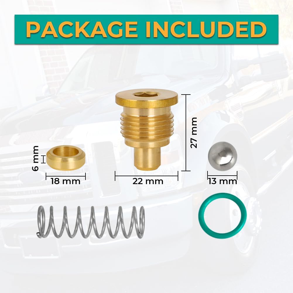 MOTOPARTY for Ford Oil Pump Relief Valve Spring Plug & Seals Kit for all 94.5-03 7.3L Diesel Vehicles