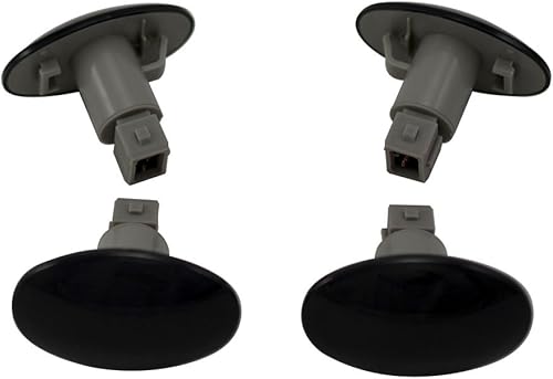 Miniatura 3 de VMS RACING Conector de marcador lateral OEM, luces LED de guardabarros en lentes ahumado, LED rojo y ámbar FSM 264132BK (kit de 4 piezas) compatible