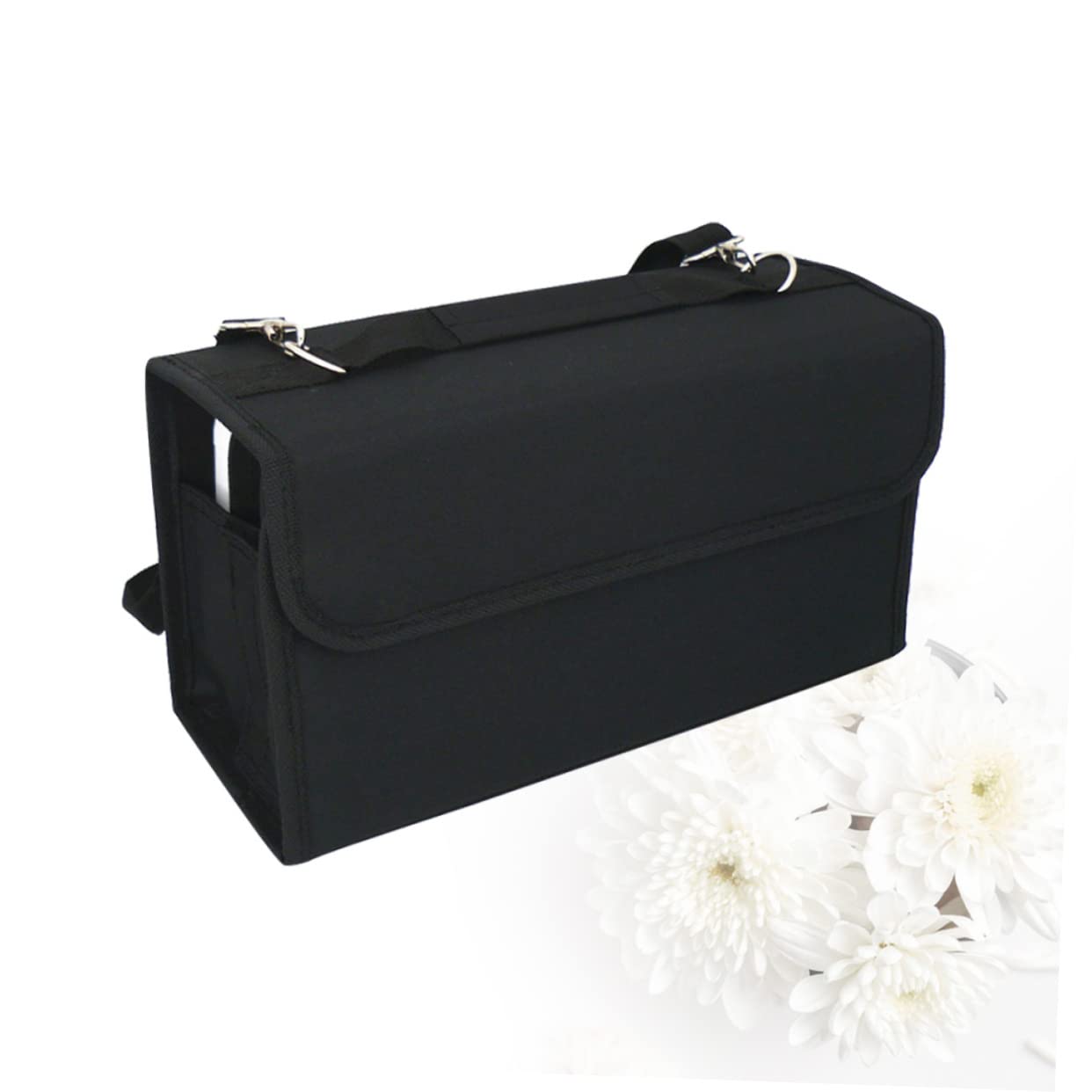 STOBOK Custodia Robusta in Nylon Per Pennarelli Con 80 Scomparti Borsa Con Cerniera Tracolla Custodia Per Pennarelli Di Facile Accesso Nera