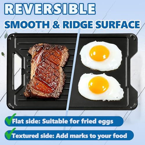 Image of BAC609 Reversible Cast Iron Griddle for Traeger Flat Top Grills Accessories | 18.2 inchx11 inch Cast Iron fits Traeger PRO 575 /780 Century 22 Century Eastwood 22 Eastwood 34 Ironwood XL Exas Elite 34 Accessories