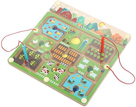 Kids Magnetic Wooden Maze Toy Children Brain Training Board Game Encourages Fine Motor Skills Educational Maze Toy