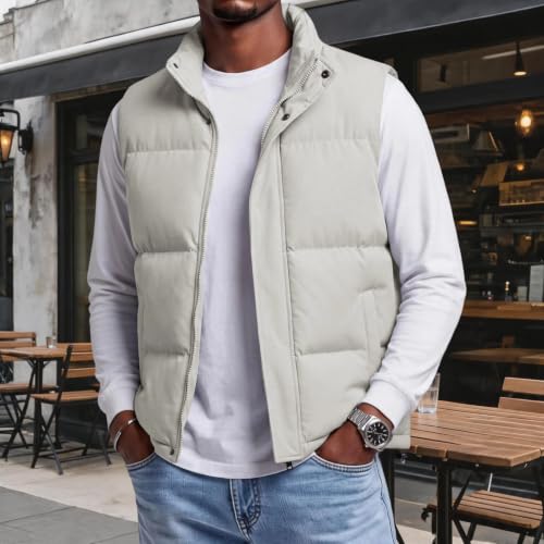 Black Puffer Vest Men Quilted Vest No Hood Zip Up Padded Jacket Coat - image 2