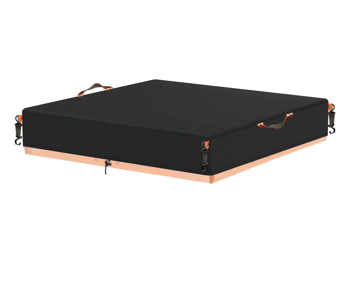 Sandbox Cover, Waterproof Square Sandbox Cover for Sand Prevention, Equipped with Handle, Hook, Bottom Pull Rope Suitable for Children's Outdoor Large Sandbox Cover (Black, 50" L×50" W×8" H)