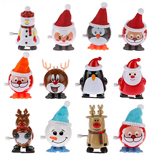 LOCOLO 12Pcs Christmas Wind Up Toys Xmas Clockwork Toy Party Favors for Kids New Year Party Gifts