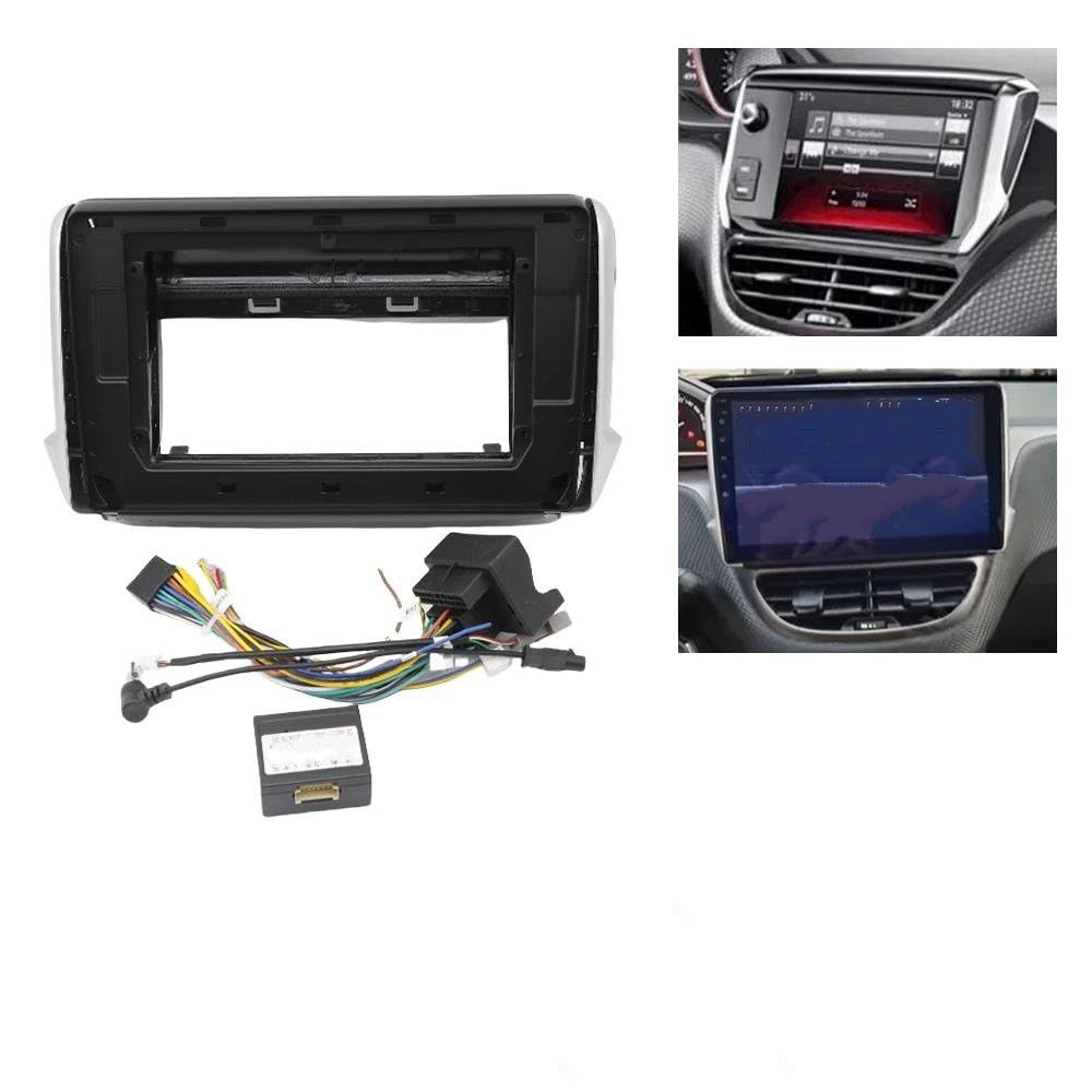 para Peugeot 208 2008 2014-2018 Adaptador De Panel De 10 Pulgadas para Salpicadero De Coche Caja CANbus Decodificador Y Panel De Montaje Android DYDGUTUFB(Frame Cable Canbus)