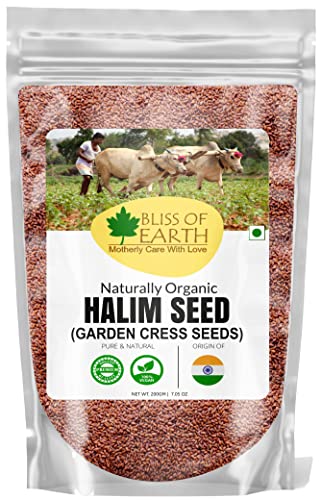 Bliss of Earth Halim Seeds for Eating Organic Halim Kernels for Hair Natural Garden Cress for Planting Organic Aliv Seeds for Immunity Boost & Weight Management (Superfood) 200g
