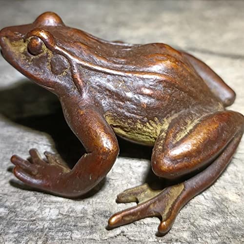 Qarido Antique Animal Decor,Antique Pure Copper Frog Figurines Ornaments Solid Brass Animal Tea Pet Paperweight Statue Desk Decorations Home Deco #TOP2