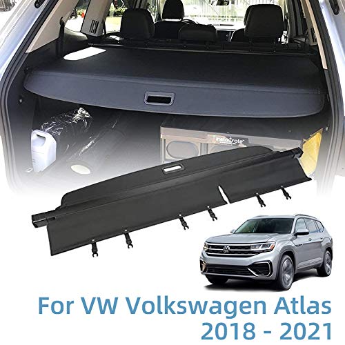 Vesul Retractable Rear Trunk Cargo Cover Fit for VW Volkswagen Atlas 2018 2019 2020 2021 Security Shade Shield Tonneau Cover Anti-Peeping Luggage Privacy Screen with Extra Canvas Cover