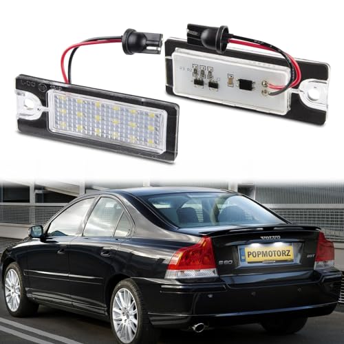 POPMOTORZ LED Luz de matrícula, 2 Piezas Luces de matrícula con Canbus Error Free 18 LEDs 2835 SMD 6000K Xenón Blanco Luz de la Placa del Auto para V70 II XC70 II S60 S80 XC90