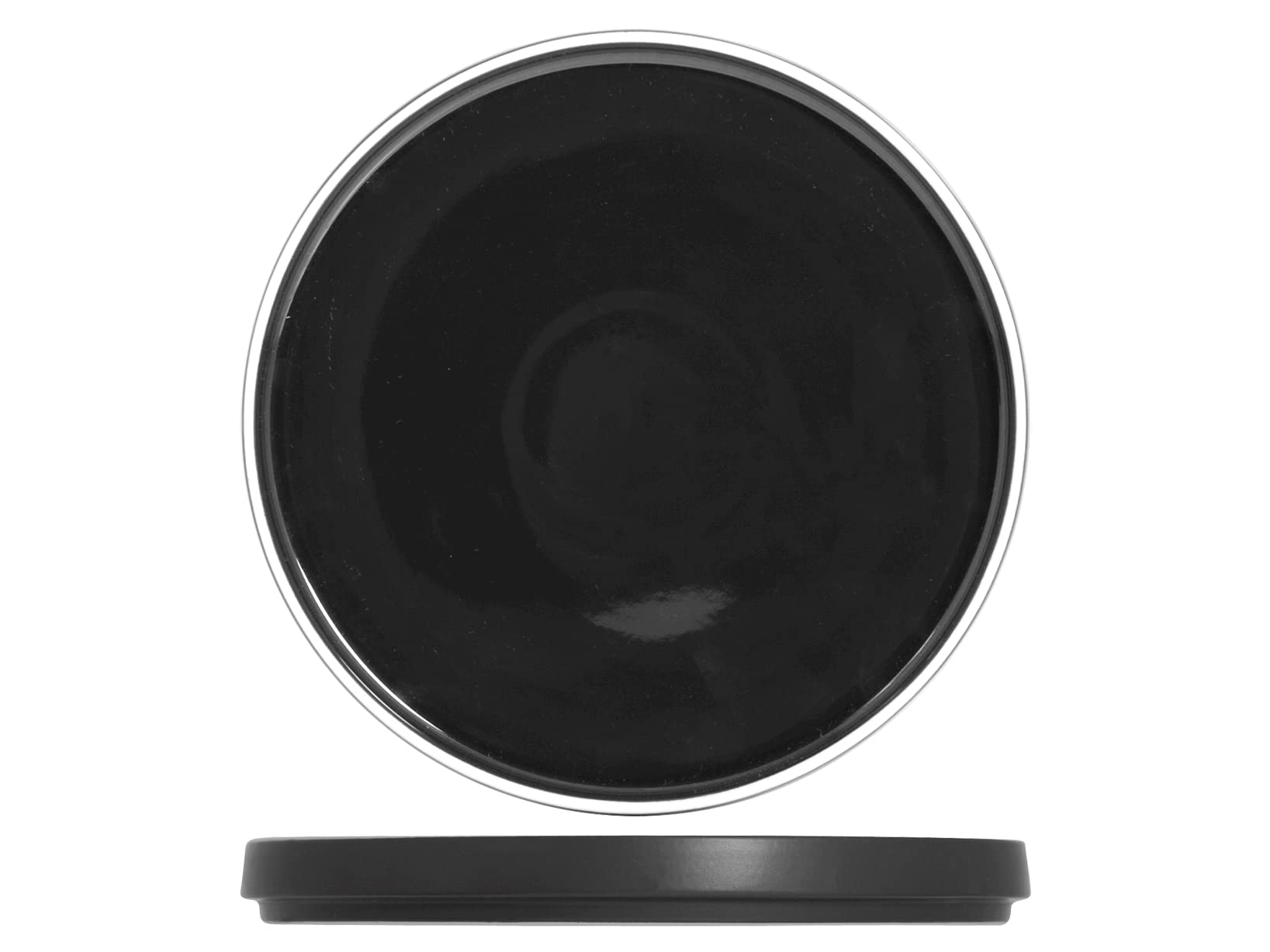H&H Tokyo - Juego de 4 platos llanos, gres, 25,5 cm, negro