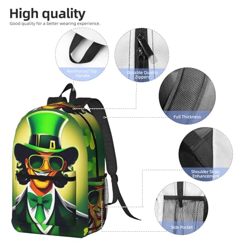 Sac à dos de voyage imprimé Happy St Patrick avec poches multiples - 5