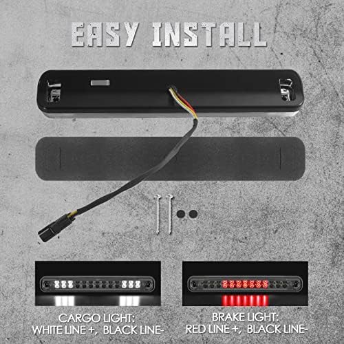 MARLBSTON 3rd Third Brake Light LED Compatible with 1988-1999 Chevy/GMC C/K-Series GMT400 High Mount Stop Third Center Cargo Rear Brake Light Bar Taillight (Chrome Housing Clear Lens) — view 6