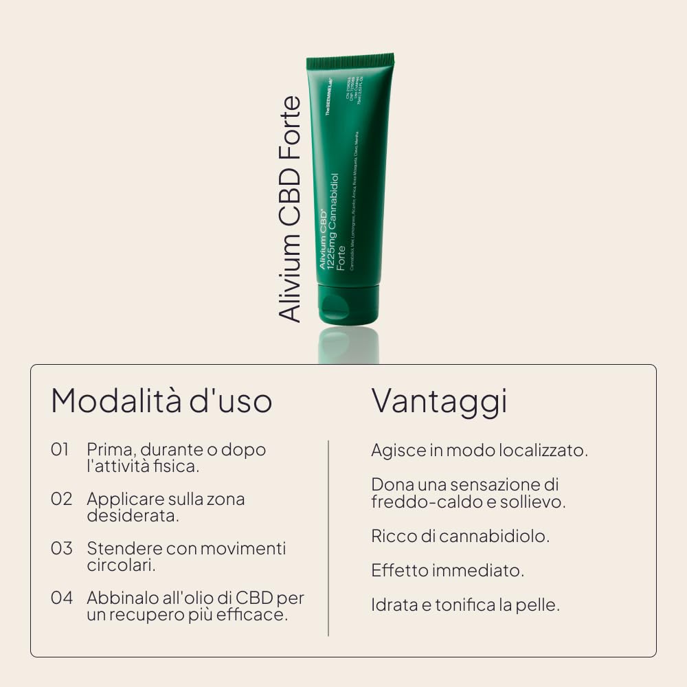 The Beemine Lab - ALIVIUM CBD Forte 250 ml - Crema per massaggi caldi e freddi - Muscoli e articolazioni - Schiena, regione lombare, muscoli, ginocchia, collo, spalle