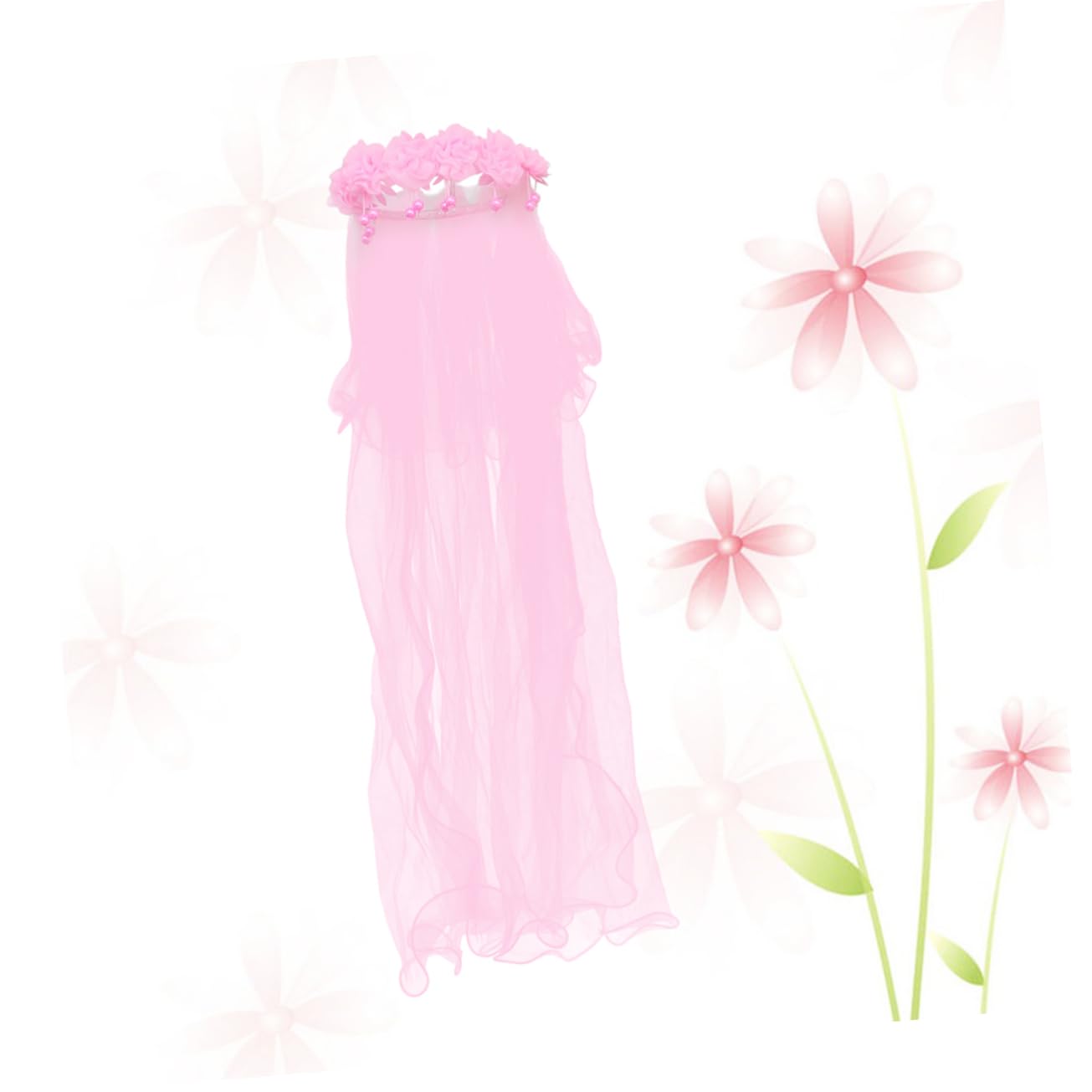 MERRYHAPY Girls Floral Wedding Headpiece Crystal Lace and Veil for First Communion Engagement and Special Occasions