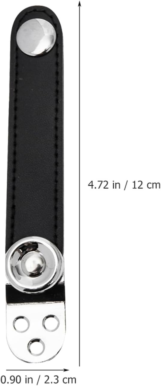 Kisangel 2pcs Black Metal Accordion Bellows Straps Buckles Genuine Leather Extension Straps for Accordion Replacement Sturdy Accessories for Musicians