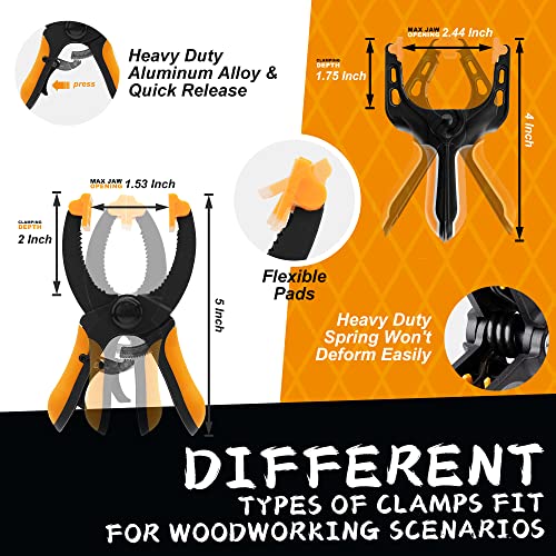 Tolesa T1BC1002 Bar Clamps For Woodworking — Tolesa 4&6Inch Mini Quick Grip Clamps Light Duty 200N Load Limit 4''Spring Clamps & 5'' Ratchet Clamps thumb #4