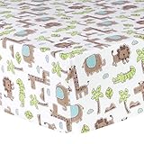 Trend Lab Sage Safari Animals Deluxe Flannel Fitted Crib Sheet