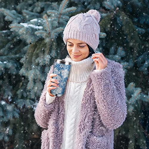 Paayna 20 Oz Winter Snowflakes Insulated Vacuum Tumbler With Lid And Straw, Blue Stainless Steel Double Wall Coffee Cup, Travel Christmas Birthday Gifts For Men Women Boys Girls #TOP5