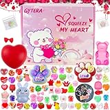 Gytera 24PCS Mochi Squishies Valentines Day Gifts, Taba Squishy Fidget Toys with Heart, Bear, Cookie, Bunny, Cubes, Fidgets Birthday Gifts for Women, Valentines Day Gift