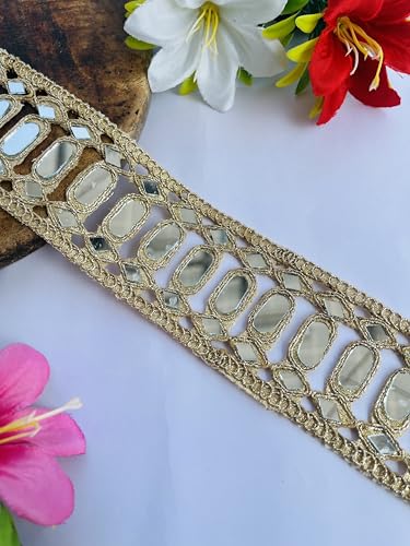 Cinta de manualidades con borde de encaje metálico dorado de 2 pulgadas para decoración 2